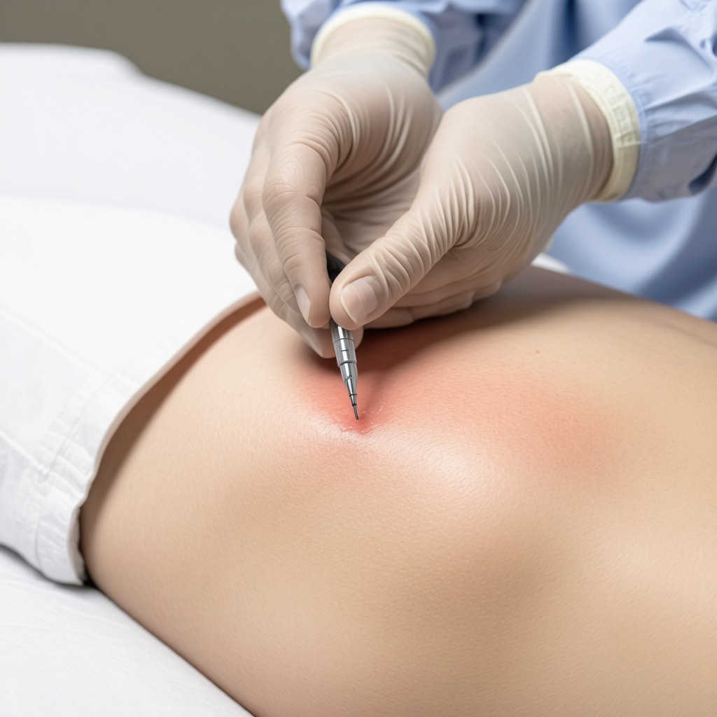 Healthcare professional performing nerve blockade to minimize injection pain