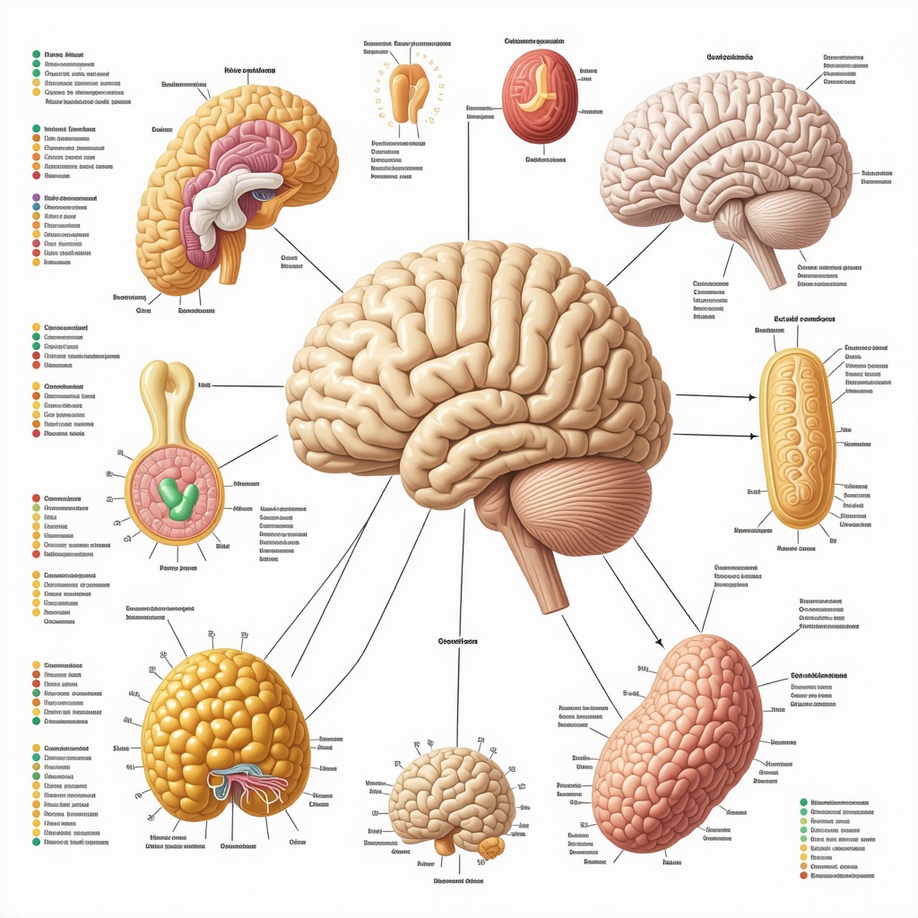 Infographic illustrating how GLP-1 receptor agonists affect brain regions and gut microbiome to regulate appetite