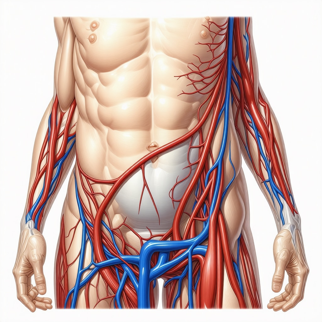 Diagram of injection sites showing blood flow and absorption differences in abdomen, thigh, and arm