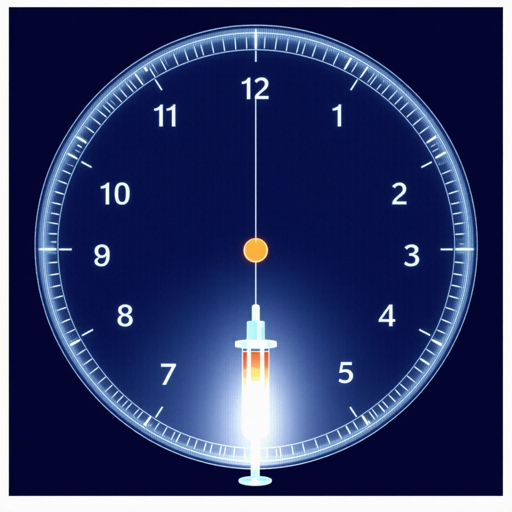 Diagram showing timing of weekly injections aligned with circadian rhythm for weight management