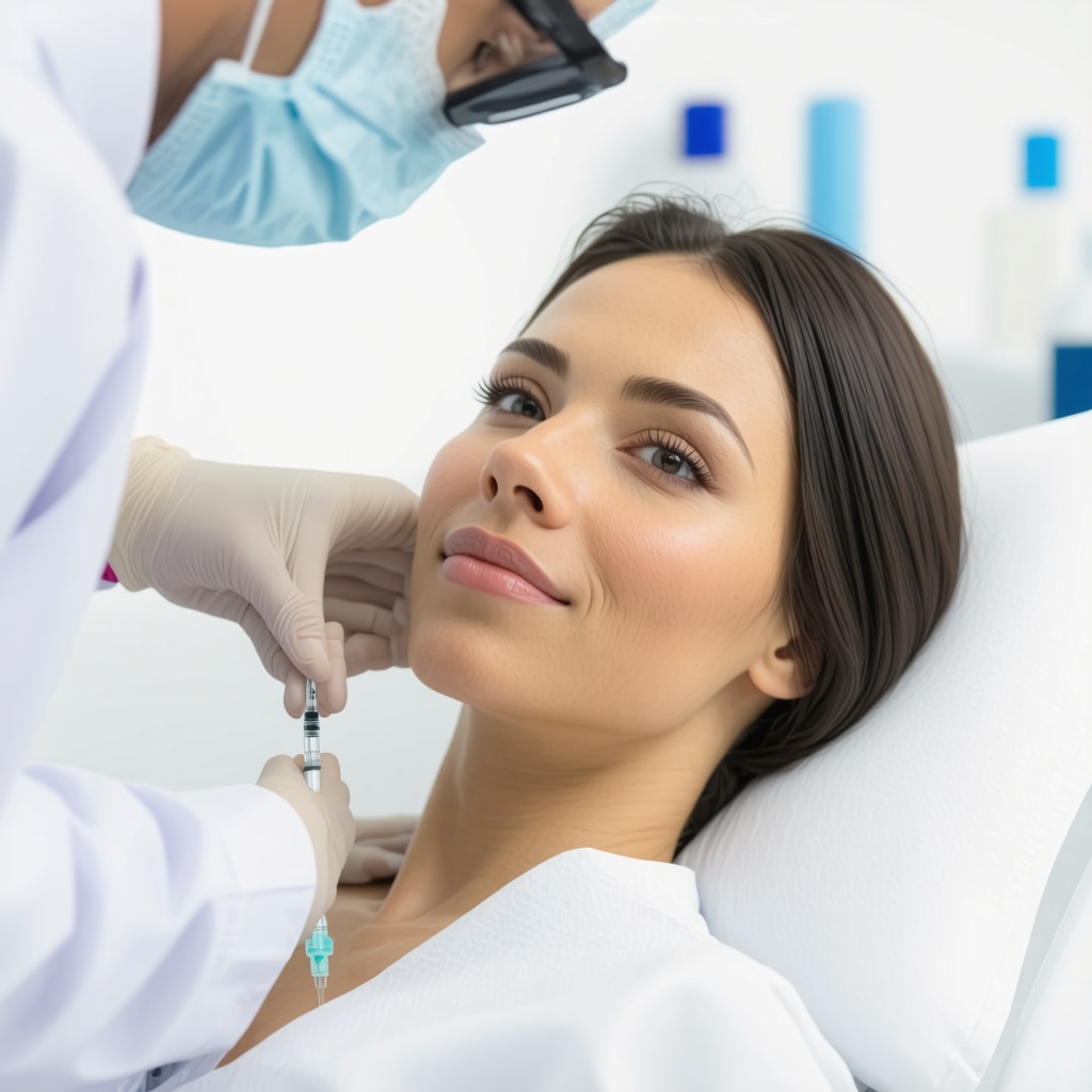 Healthcare professional administering weight loss injection to a calm patient in a clinical setting