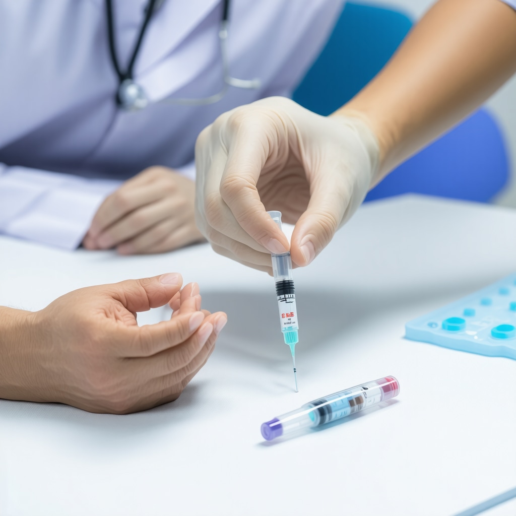 Healthcare professional administering tirzepatide injection with icons representing nutrition and health monitoring