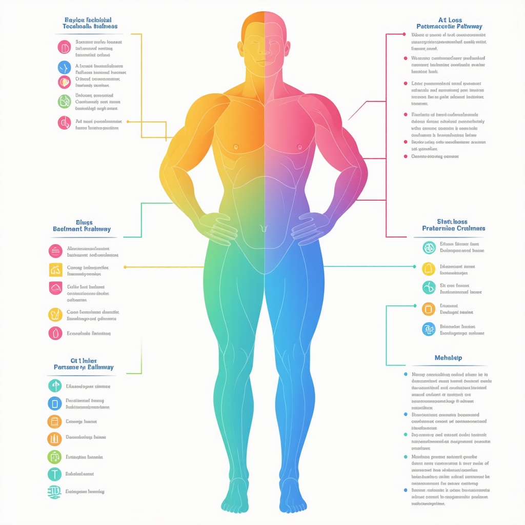 Diagram illustrating integration of genetics and technology in customizing fat loss injections