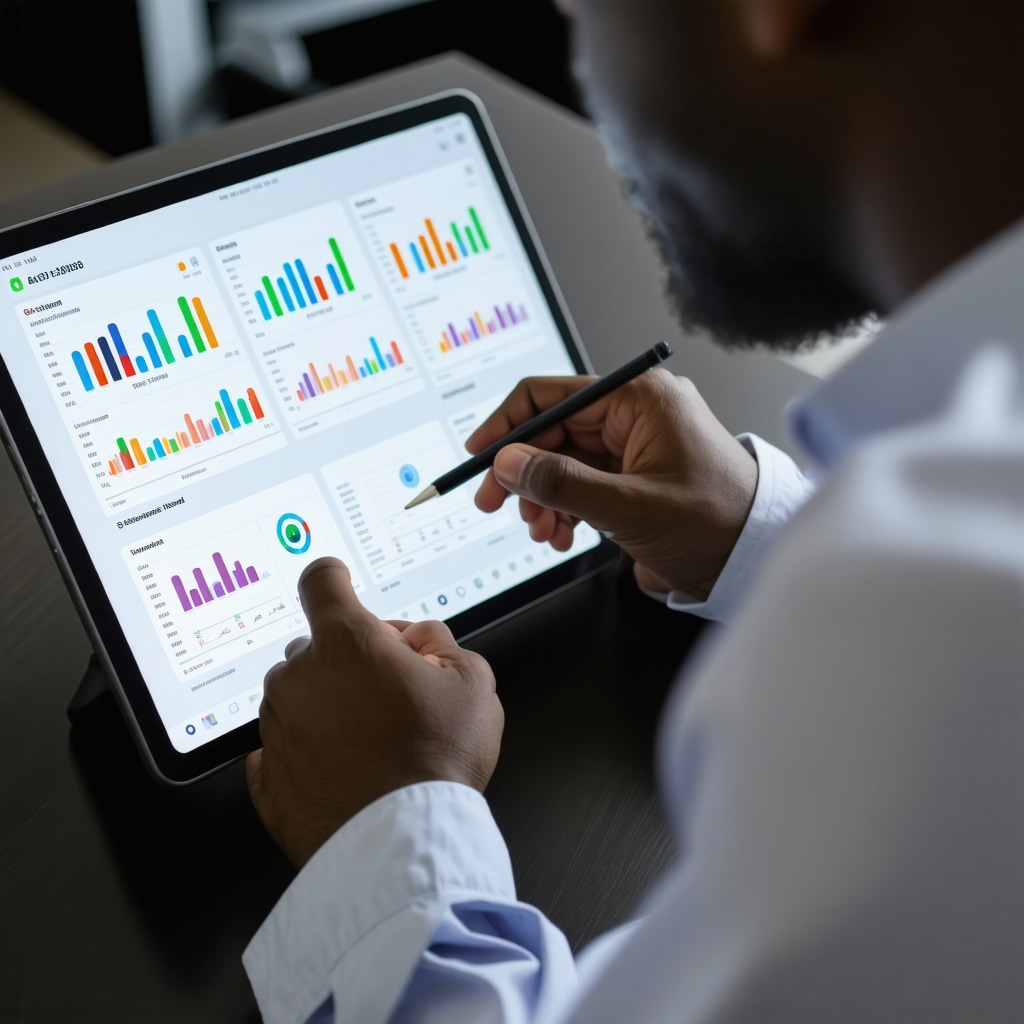 Healthcare professional reviewing genetic data on tablet