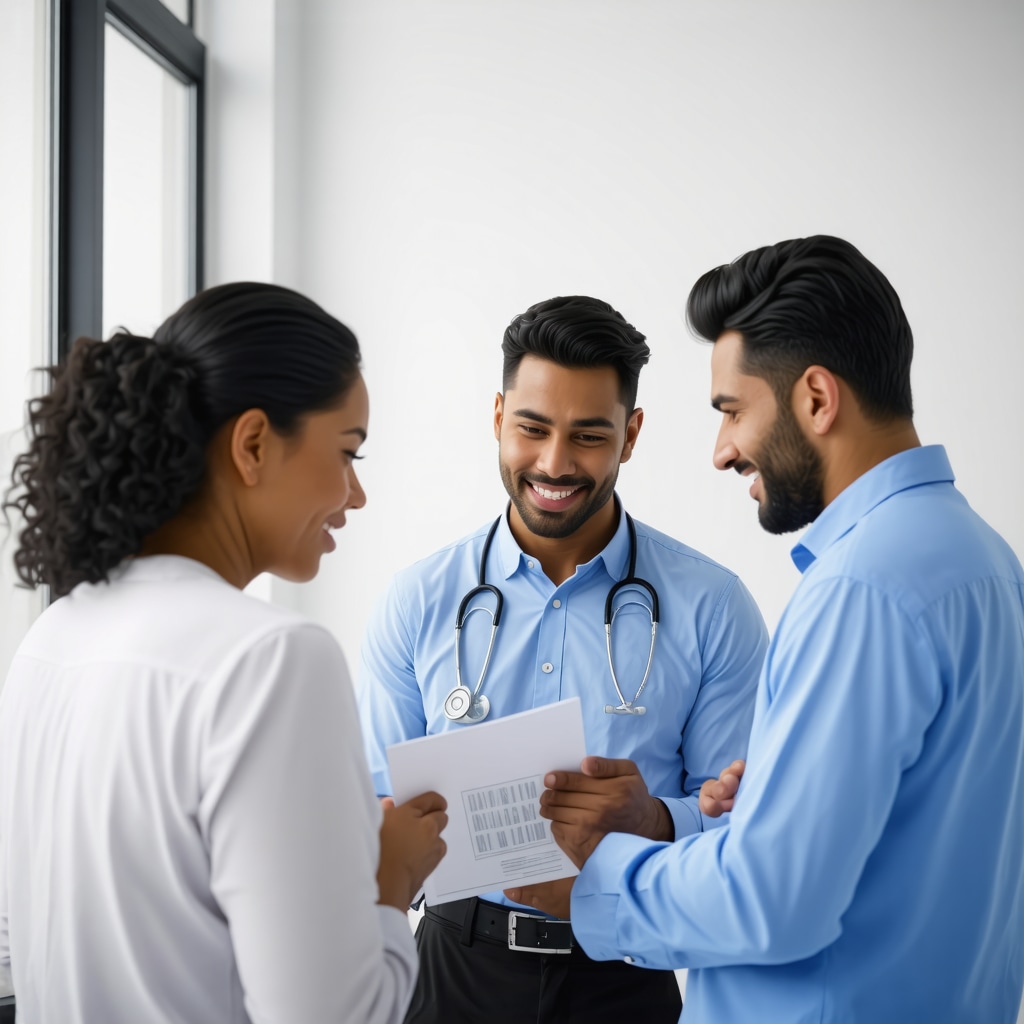 Healthcare professional discussing personalized injection protocols with a patient, highlighting scientific and tailored weight management strategies.