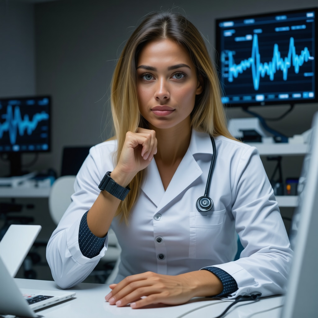 Advanced metabolic health tools including sensors, genetic maps, and AI interfaces in a modern clinic