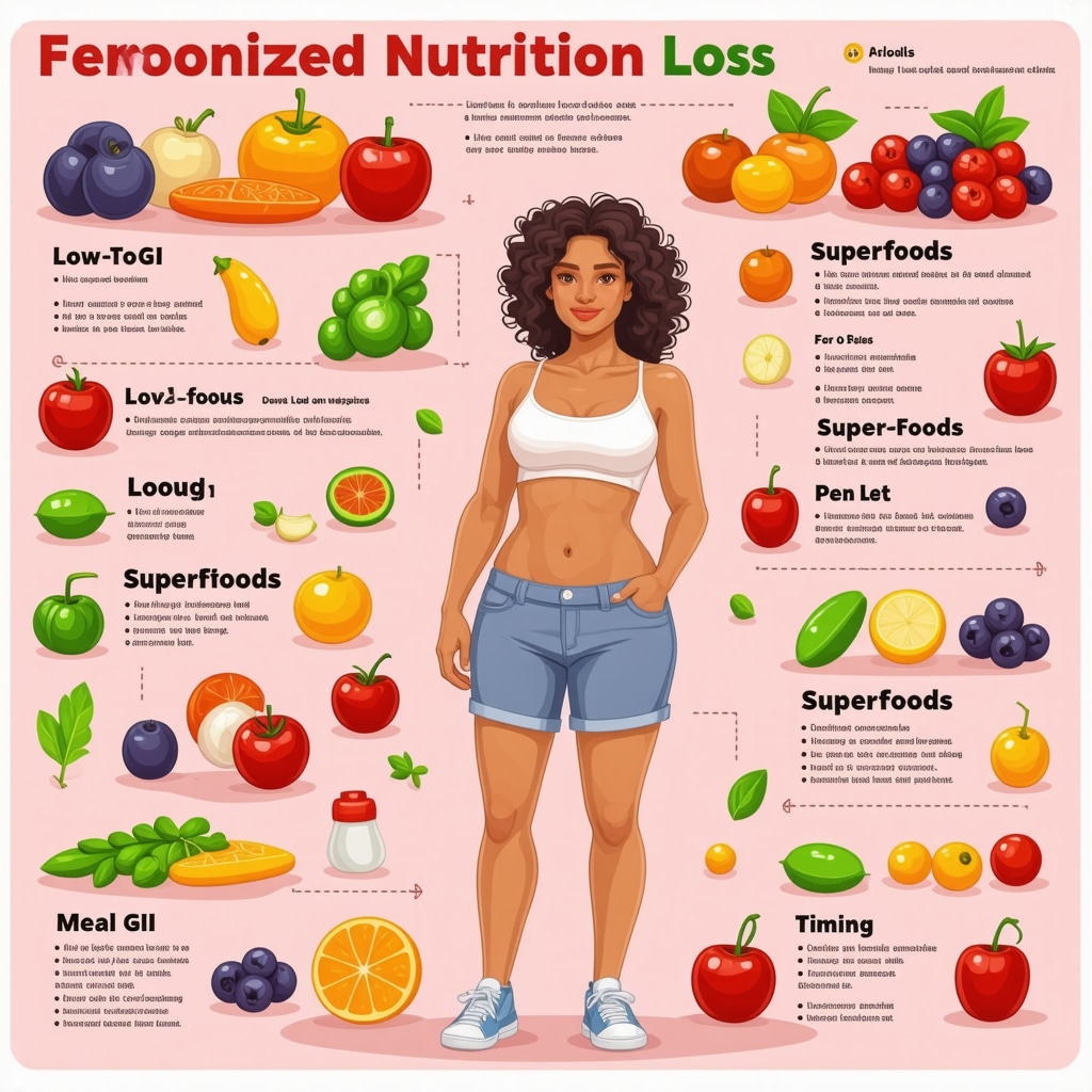 Infographic showing tailored diet tips for weight loss with Ozempic, including superfoods and meal timing.