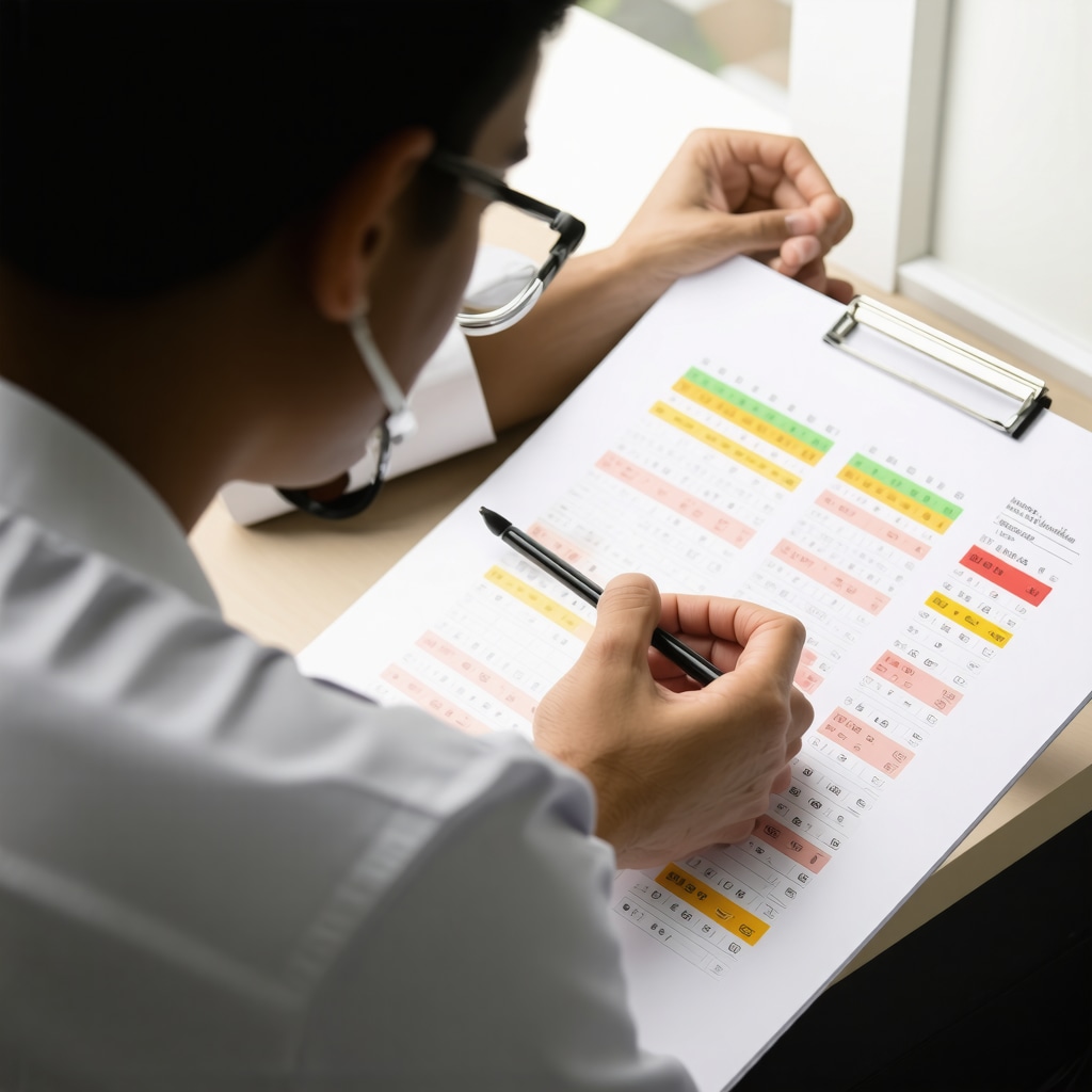 Doctor and patient reviewing weight loss progress charts together