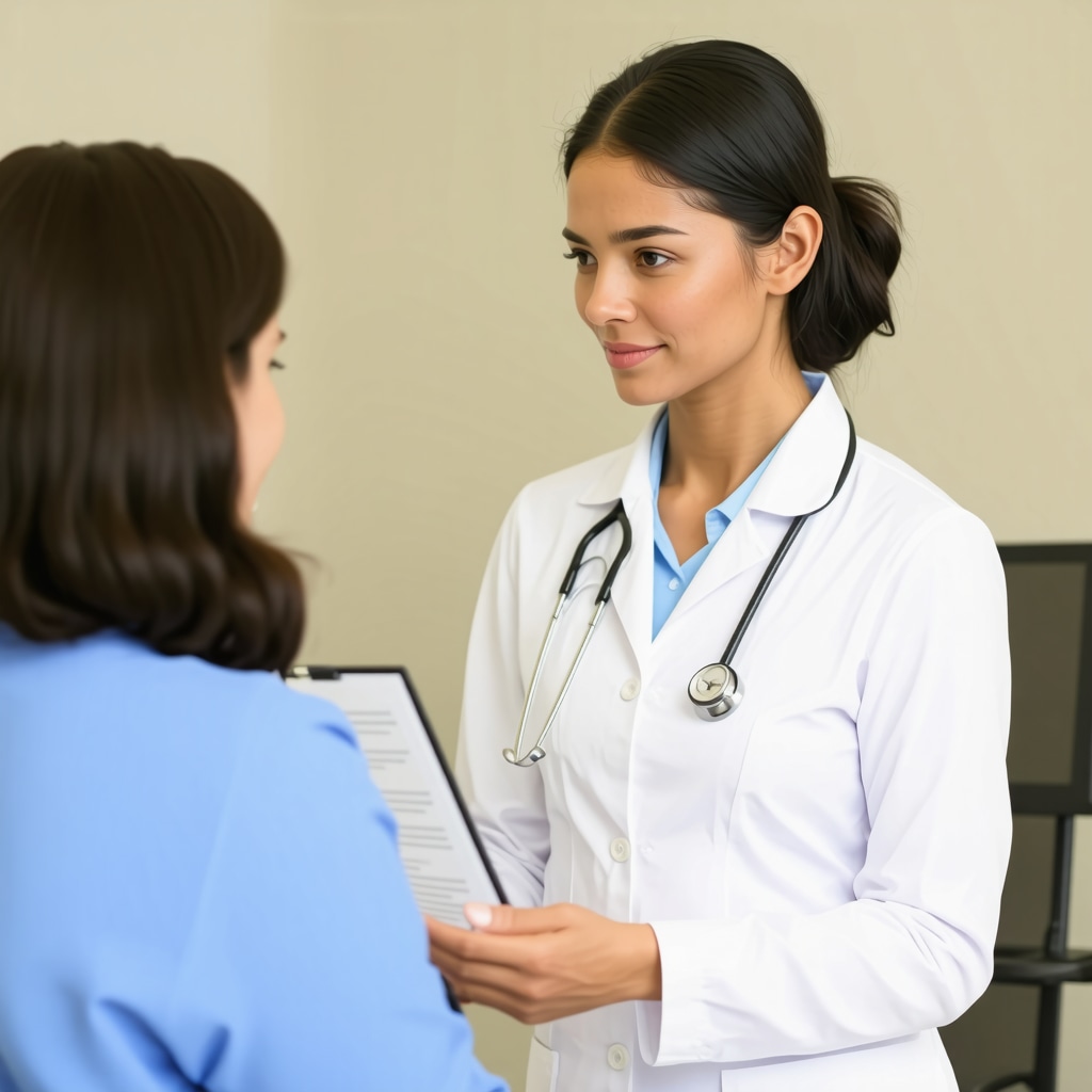 Doctor and patient reviewing weight loss progress together