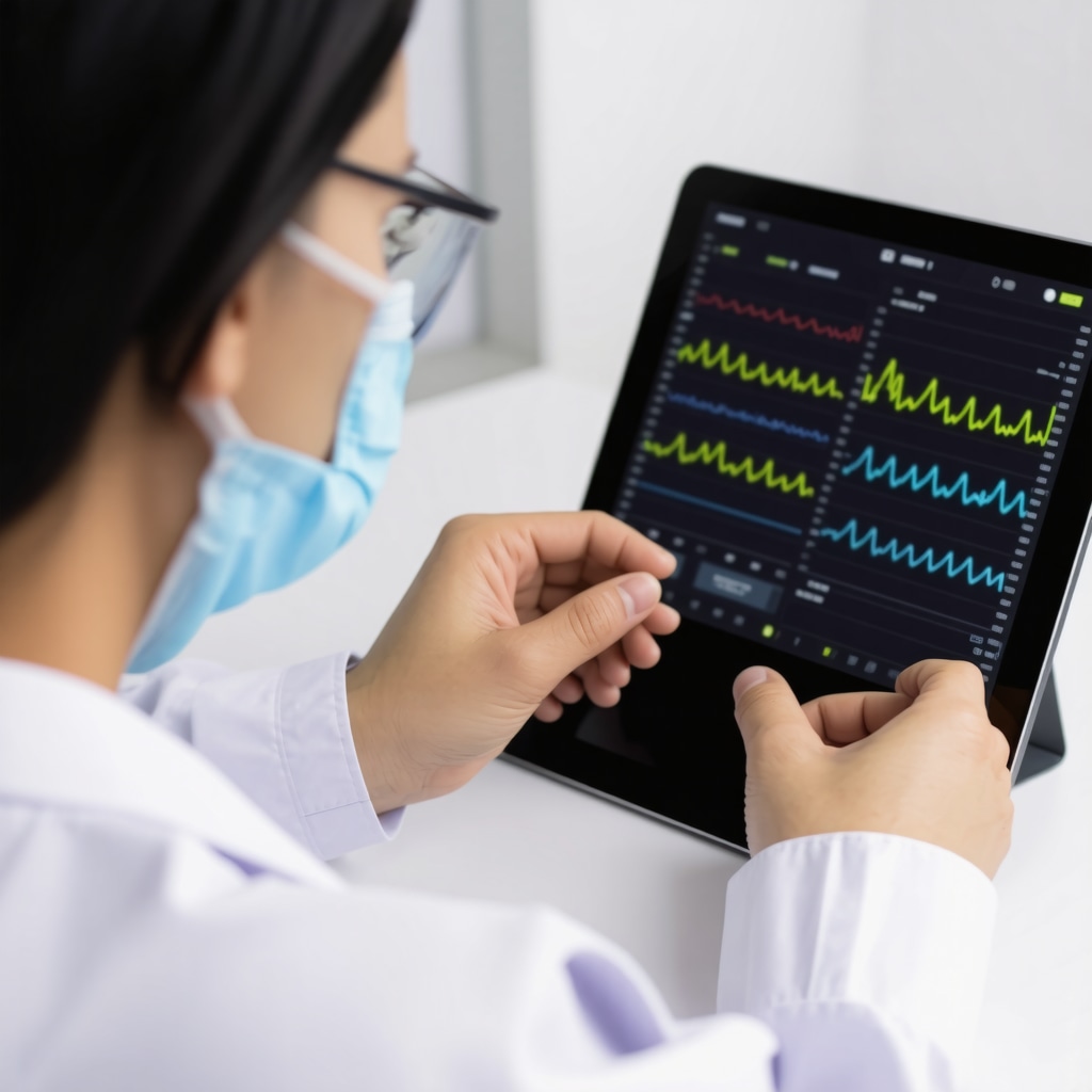Doctor analyzing glucose data on a digital device