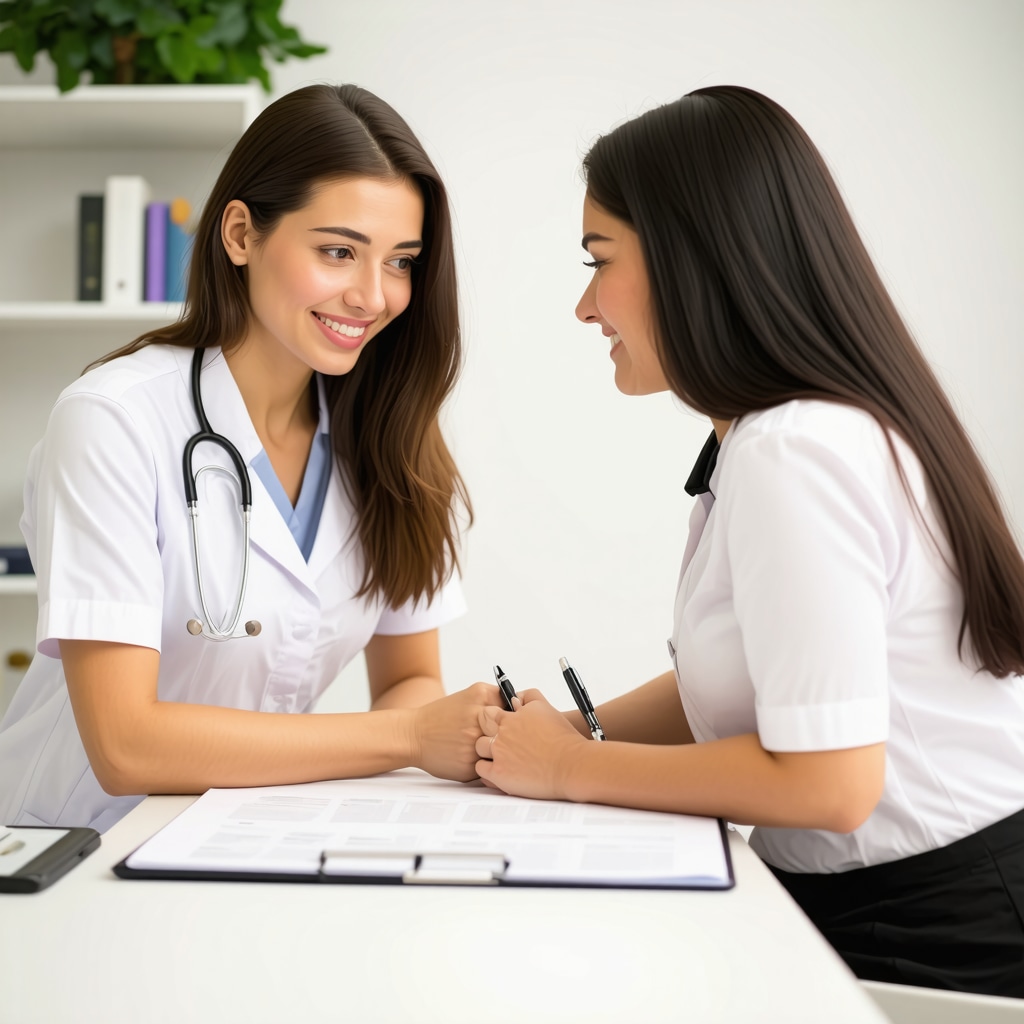 Doctor discussing weight loss strategies with patient in clinic