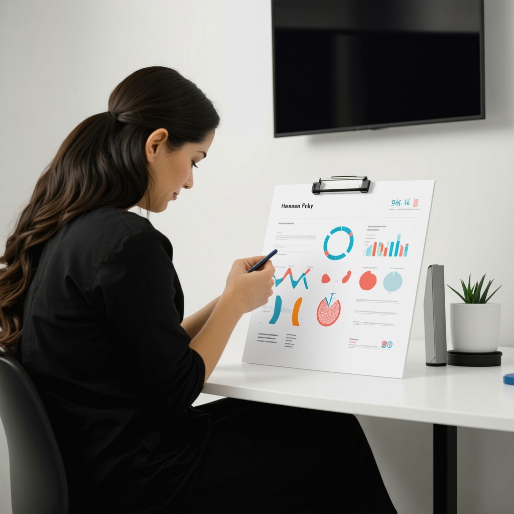 Doctor reviewing genetic and behavioral data with a patient in a clinic