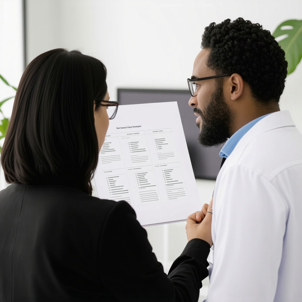 Doctor reviewing a tailored weight management plan with a patient in a modern clinic