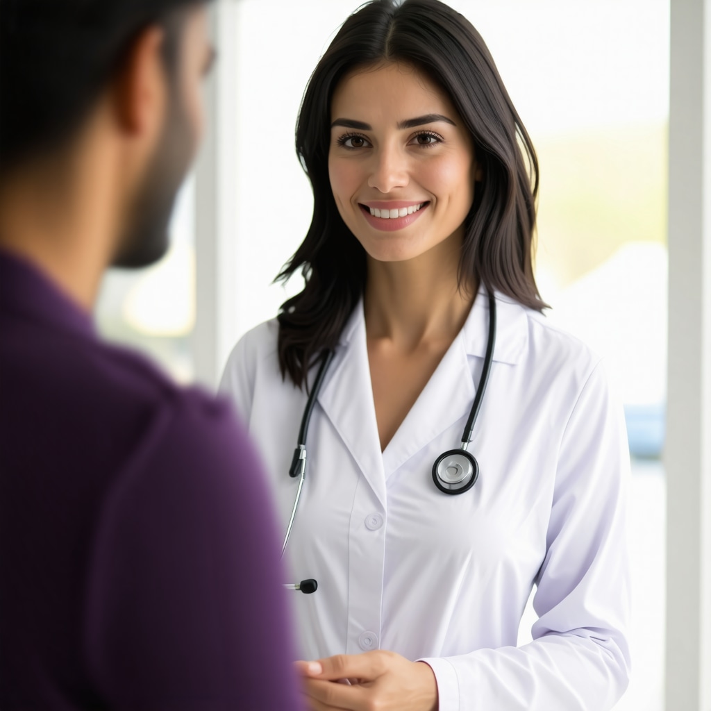 Doctor consulting with a patient about personalized weight loss strategies with digital tools.