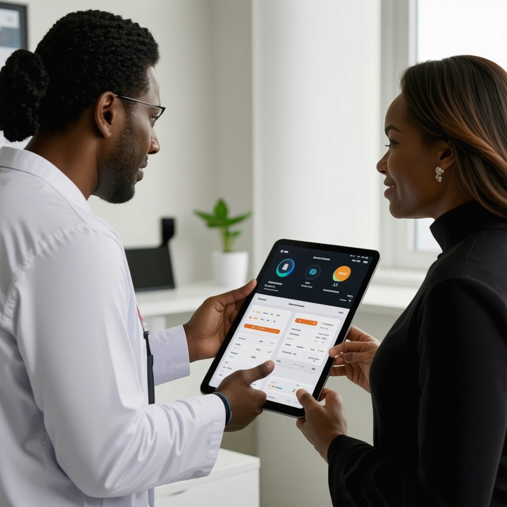 Doctor consulting patient using digital health devices for weight management