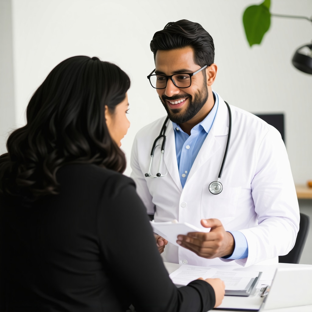 Doctor discussing tailored weight loss strategies with patient, highlighting advanced medical approaches.