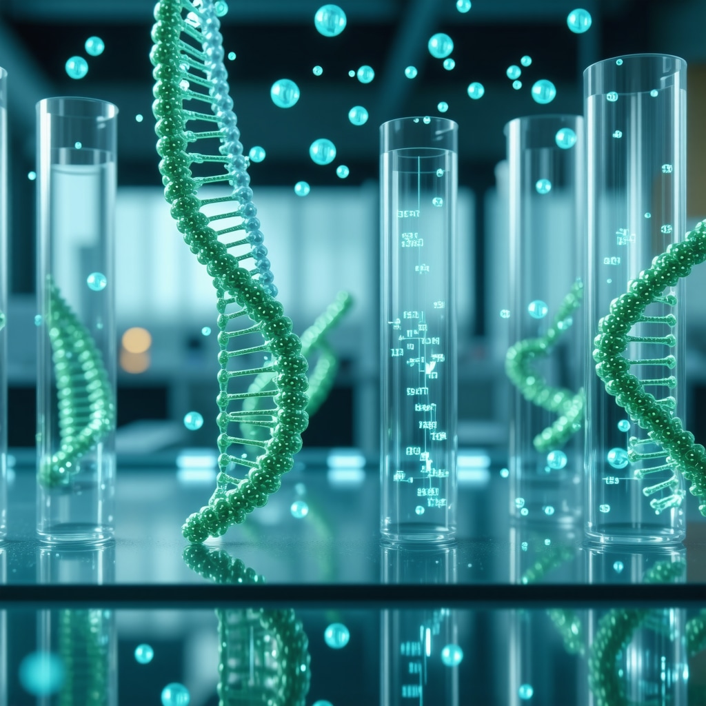 Genetic testing laboratory with DNA analysis and data visualization
