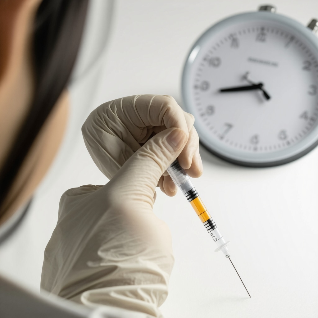 Person injecting Ozempic with emphasis on technique and circadian rhythm timing