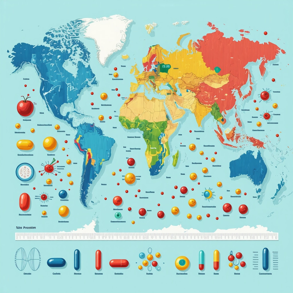 Genetic maps and treatment icons representing personalized weight loss therapy