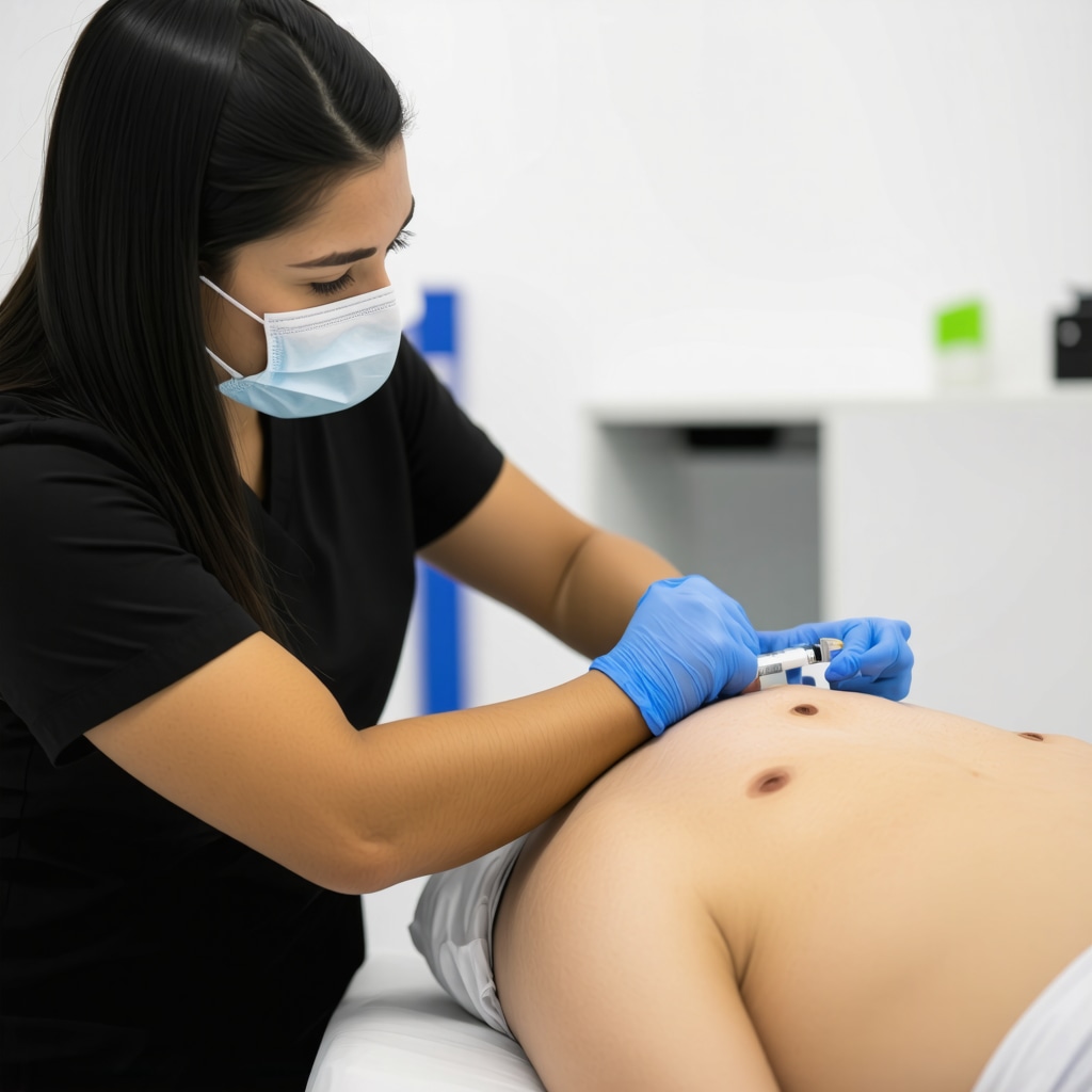 Healthcare provider giving injection to patient