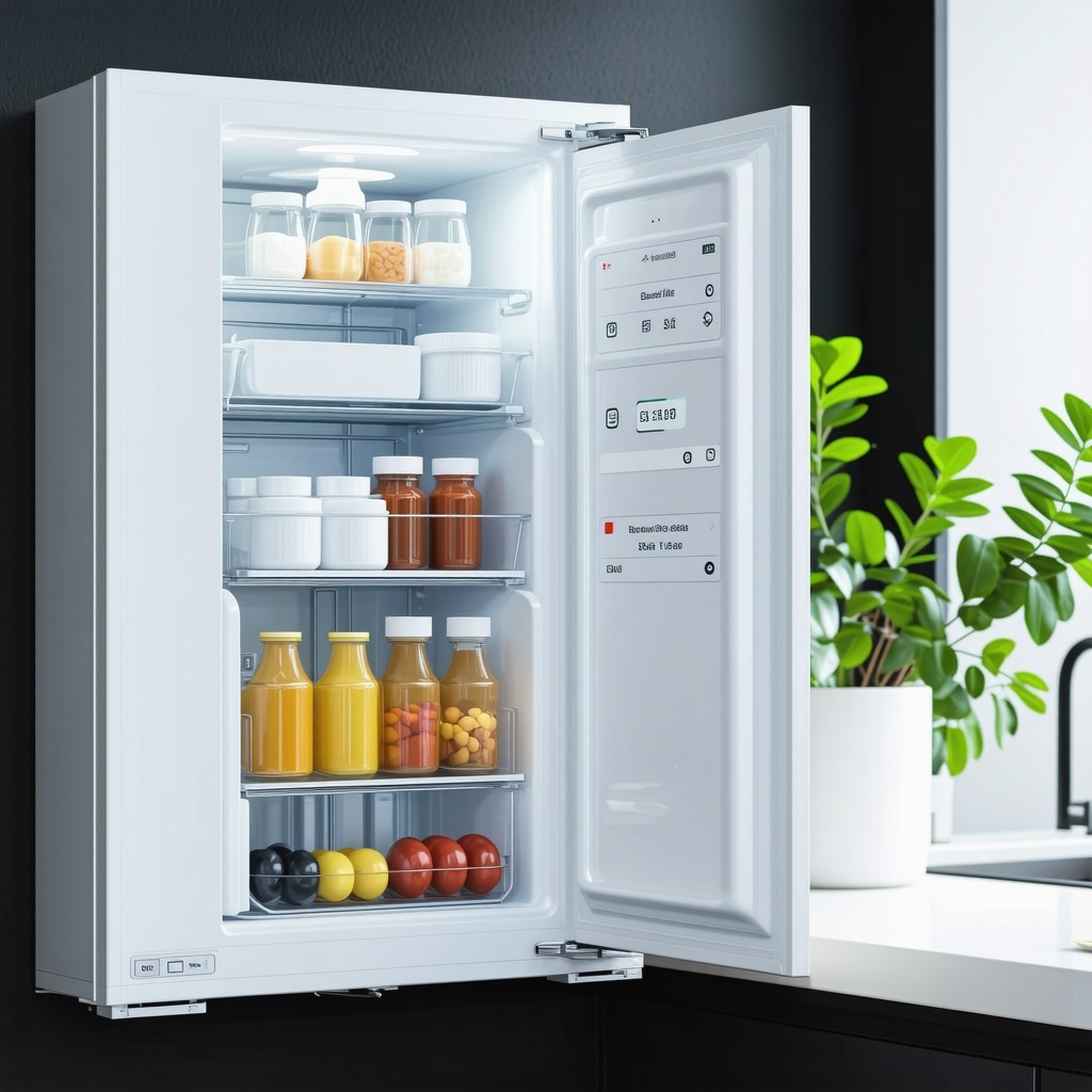 High-tech smart refrigerator monitoring injectable weight loss medications in a modern kitchen