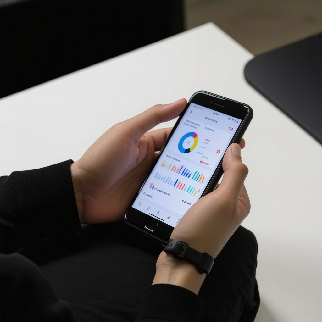 Individual using a smartphone or wearable device to track health data for weight loss