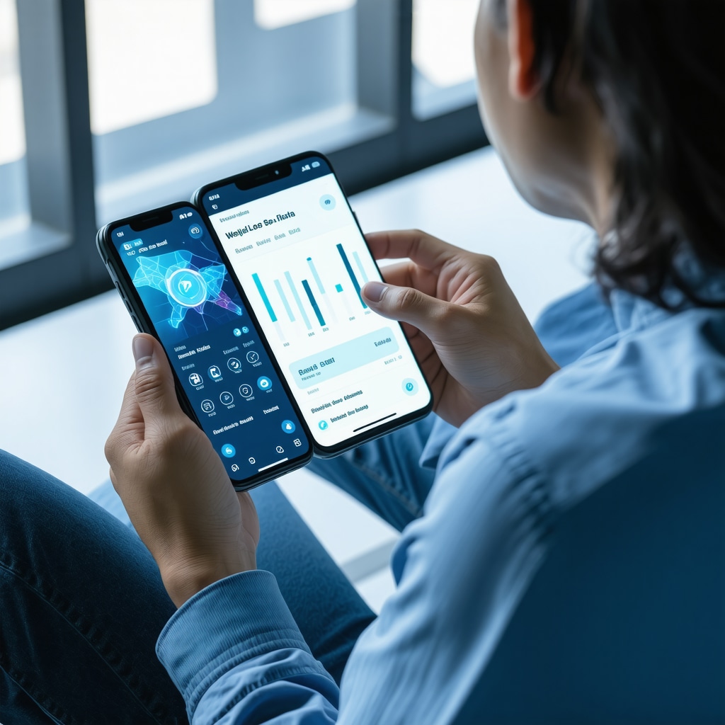 Person using wearable health device and smartphone with AI analytics for personalized weight loss injection management