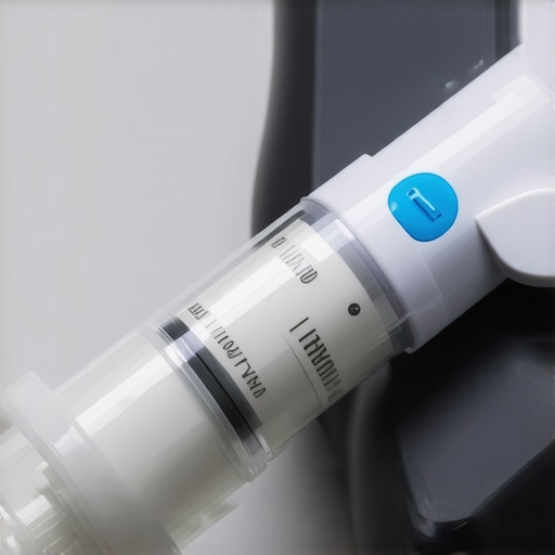 Close-up of a high-tech auto-injector device used for weight loss treatments