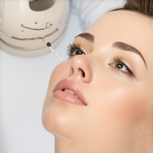 Healthcare professional performing precise ultrasound-guided injection with micro-needle technology
