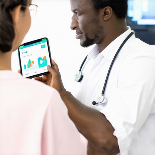 Healthcare professional analyzing digital health data with patient