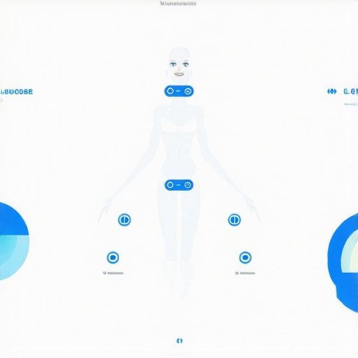Futuristic digital health interface displaying personalized glucose and medication data for weight management