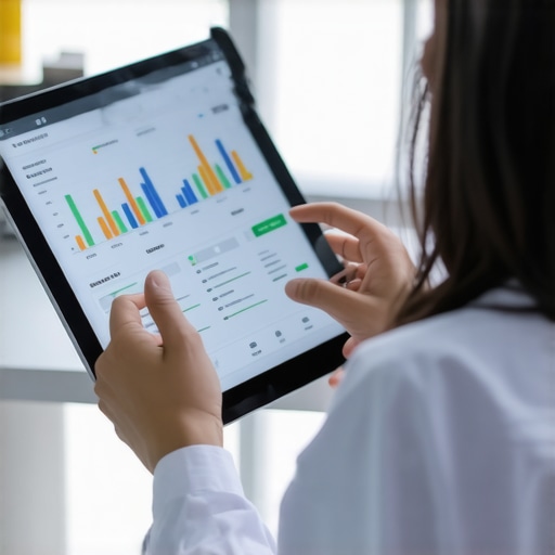 Doctor reviewing digital health data on a tablet, focusing on personalized weight loss treatment.