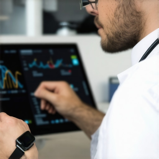 Healthcare professional analyzing digital health data to personalize weight loss treatments using wearable devices and AI.
