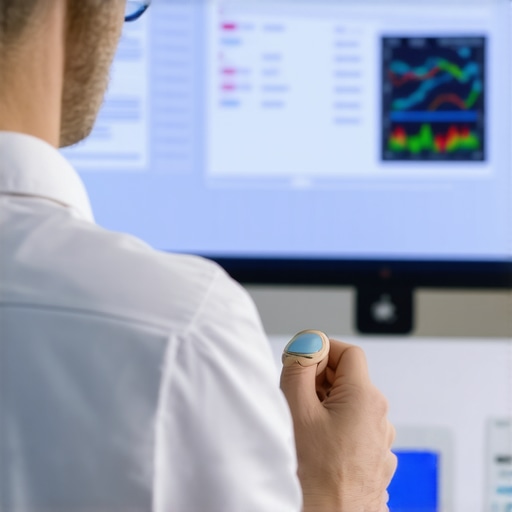 A healthcare professional reviewing real-time patient data on a digital dashboard with wearable sensors
