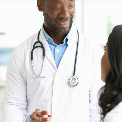 Healthcare professional consulting with patient about sustainable weight loss approaches.