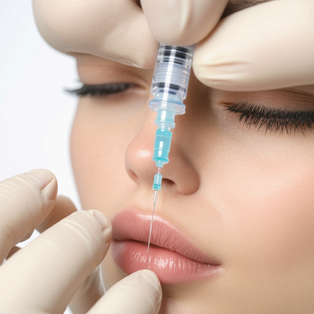 Healthcare professional demonstrating proper injection site technique with sterile tools and skin preparation.