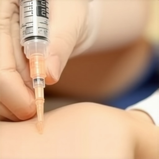 Healthcare professional demonstrating proper injection technique on a patient