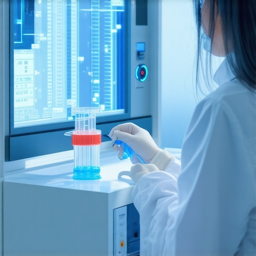Modern laboratory with scientists analyzing genetic data for personalized medicine