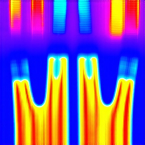 Infrared thermography image displaying blood flow and tissue temperature at injection sites