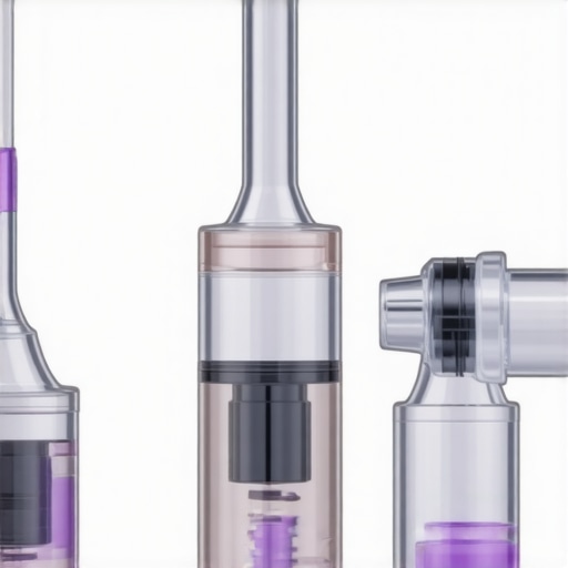 Close-up of micro-needle injection device showing ergonomic design and technology