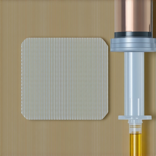 Close-up of a micro-needle patch being applied to skin, showcasing advanced injection technology.