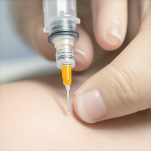 Medical professional applying cream to reduce injection reaction