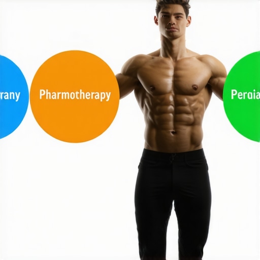 A detailed diagram illustrating the synergy between medication, diet, and exercise in weight management