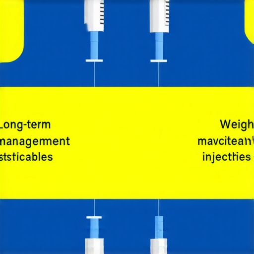 Infographic illustrating sustainable weight management with medication and lifestyle modifications.