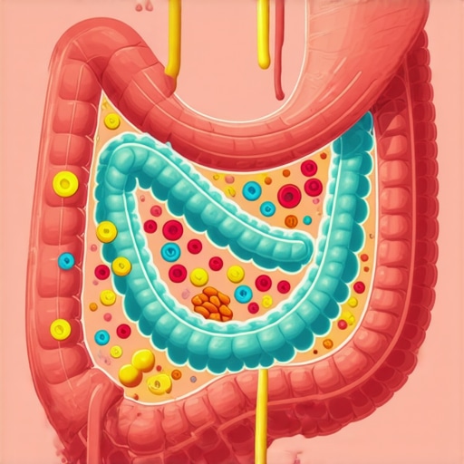 Illustration of diverse gut bacteria and dietary fibers promoting weight management
