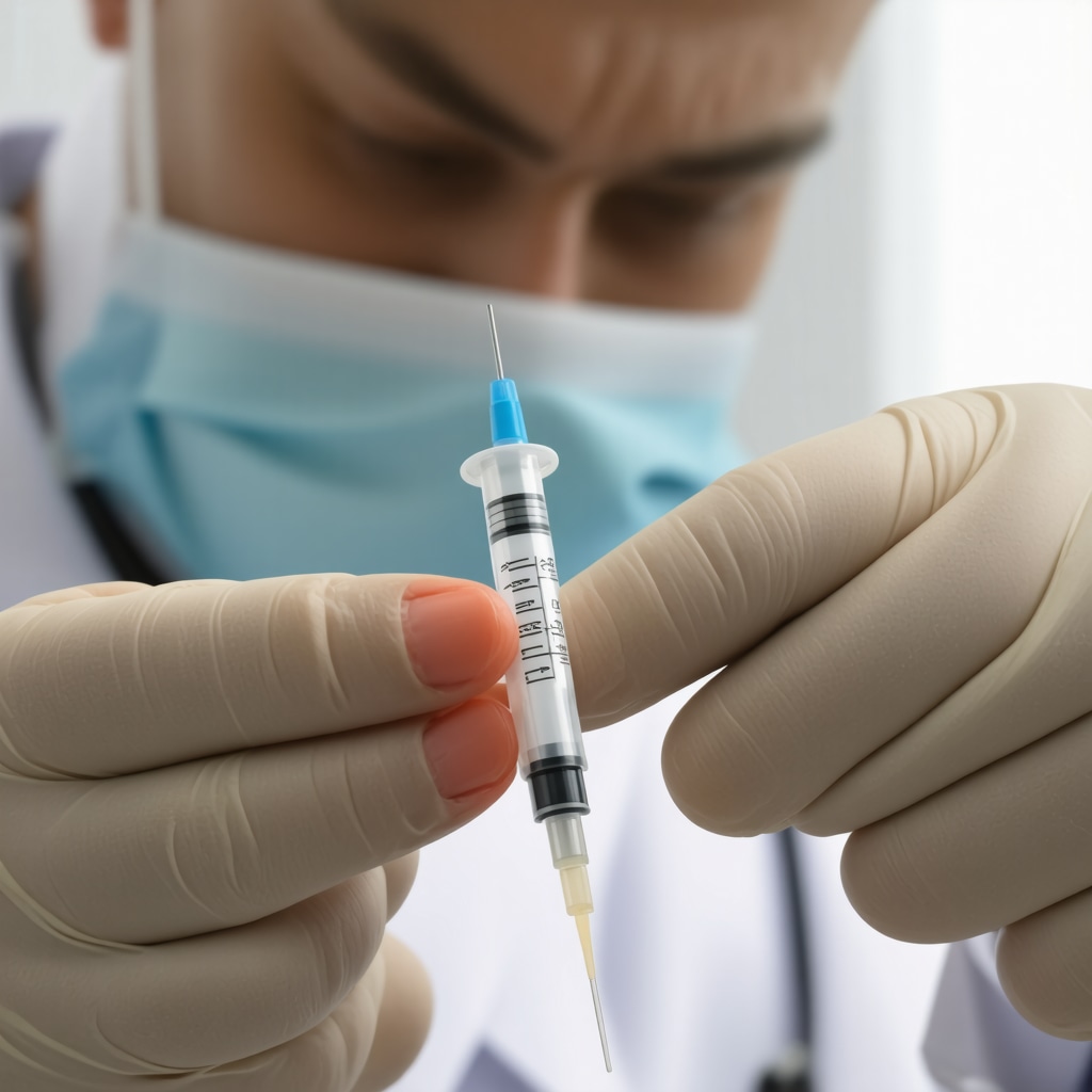 Doctor demonstrating proper injection timing to maximize medication effectiveness