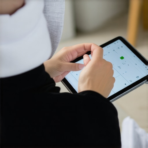 Person analyzing health data on a tablet for weight management