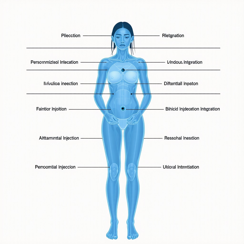 Diagram illustrating personalized injection timing combined with lifestyle habits for weight management