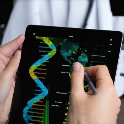Doctor reviewing personalized genetic and metabolic data on a tablet.