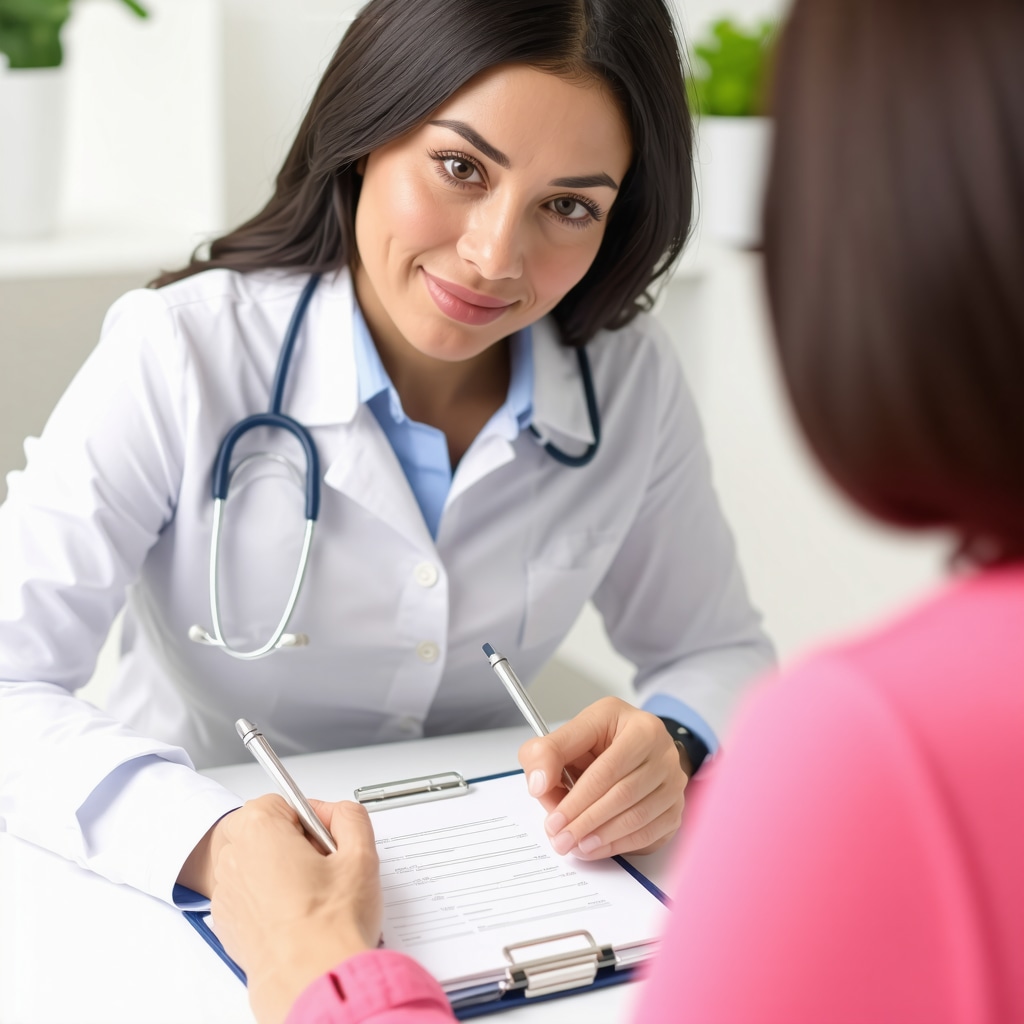 Doctor discussing medication adjustments with patient for sustained weight loss.